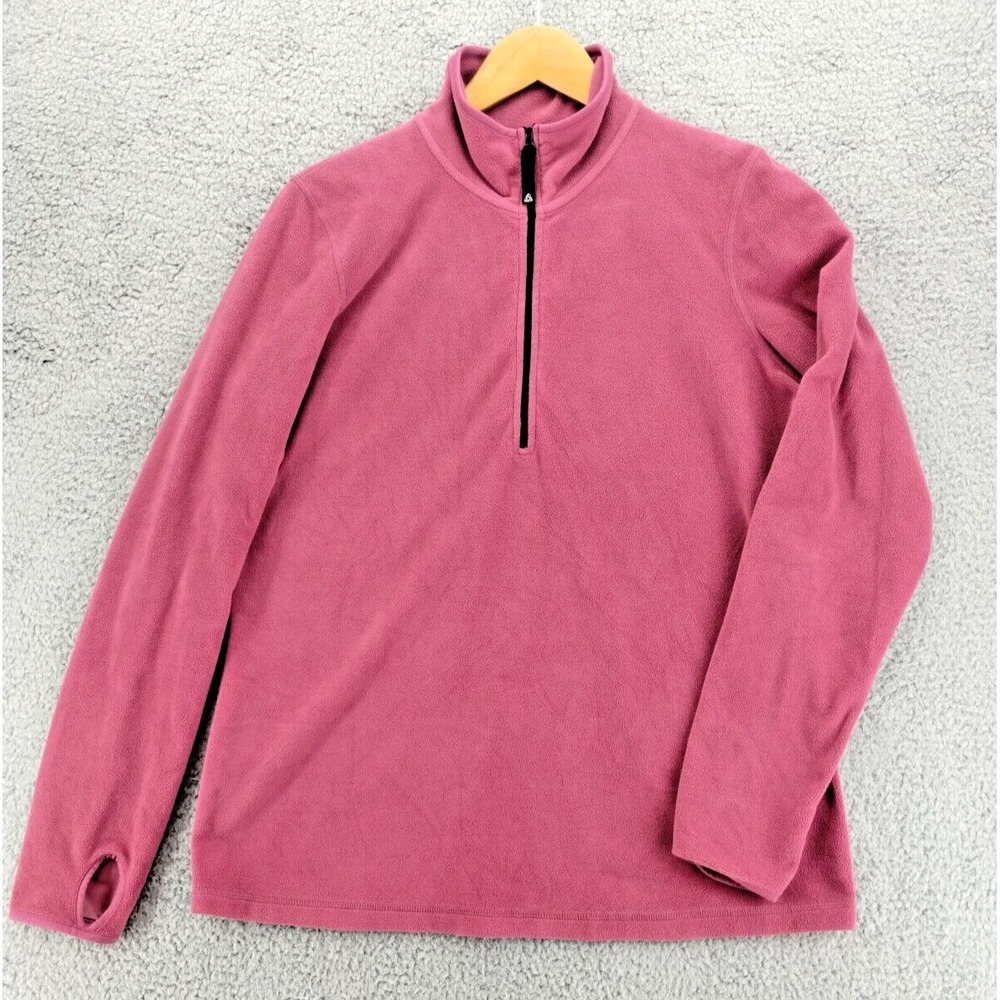 Jockey Pullover Womens Large Pastel Pink Quarter Zip Microfleece Cozy Sweatshirt